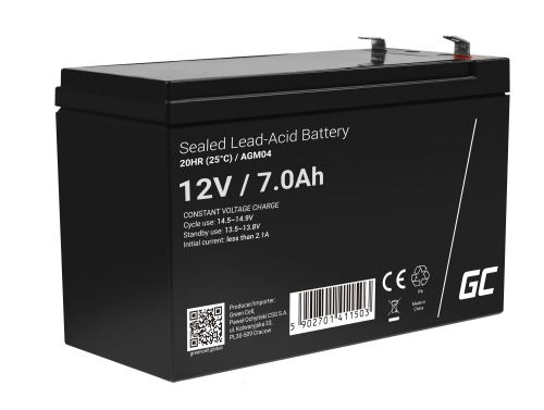 Green Cell® AGM 12V 7Ah VRLA batterij Accu voedingsaccu UPS geluidsinstallaties energiereserve Back-UPS