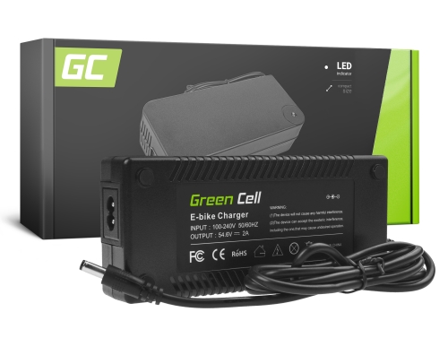 Green Cell® Acculader 54.6V 2A voor E-Bike Fietsaccu 48V met 5.5*2.1mm Ronde Stekker