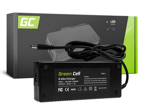Green Cell® Acculader 29.4V 4A voor E-Bike Fietsaccu 24V met 5.5*2.1mm Ronde Stekker