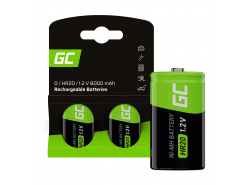 Batterij 2x D R20 HR20 Ni-MH 1.2V 8000mAh Green Cell