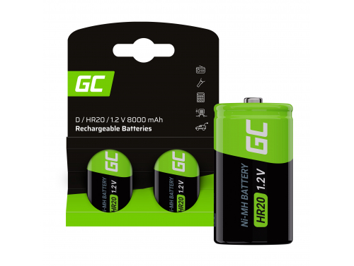 Green Cell Batterij 2x D R20 HR20 Ni-MH 1.2V 8000mAh