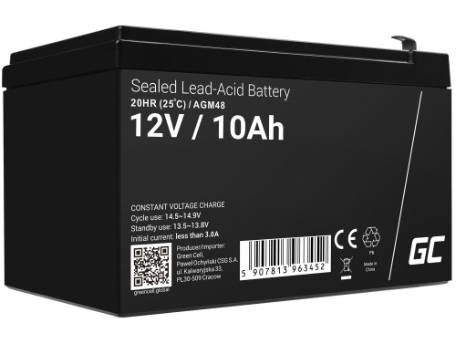 Green Cell® AGM 12V 10Ah VRLA batterij Accu voedingsaccu UPS geluidsinstallaties energiereserve Back-UPS