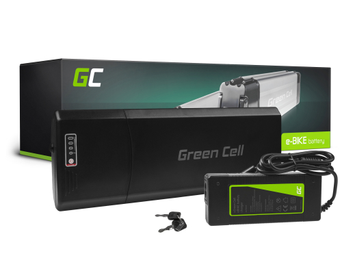 Green Cell Fietsaccu 36V 10.4Ah 374Wh Rear Rack Ebike 5 Pin voor Mifa, Zündapp, Ecobike, Lovelec met Lader