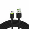 Green Cell GC Ray USB-kabel - USB-C 120cm, groene LED, ultra Charge snel opladen, QC 3.0