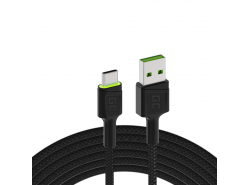 Green Cell GC Ray USB-kabel - USB-C 200cm, groene LED, Ultra Charge snel opladen, QC 3.0