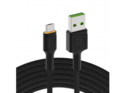 Kabel Micro USB 2m LED Green Cell Ray met snelladen, Ultra Charge, Quick Charge 3.0