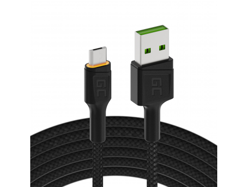 Kabel Micro USB 2m LED Green Cell Ray met snelladen, Ultra Charge, Quick Charge 3.0