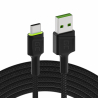 Kabel USB-C Type C 2m LED Green Cell Ray met snelladen, Ultra Charge, Quick Charge 3.0