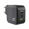 Green Cell Lichtnetlader 65W GaN GC PowerGan voor Laptop, MacBook, Iphone, Tablet, Nintendo Switch - 2x USB-C, 1x USB-A