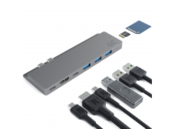 Adapter Green Cell HUB GC Connect60 8in1 (Thunderbolt 3, USB-C, HDMI, 3x USB 3.0, SD, microSD) voor MacBook Pro 13/15 2016-2020