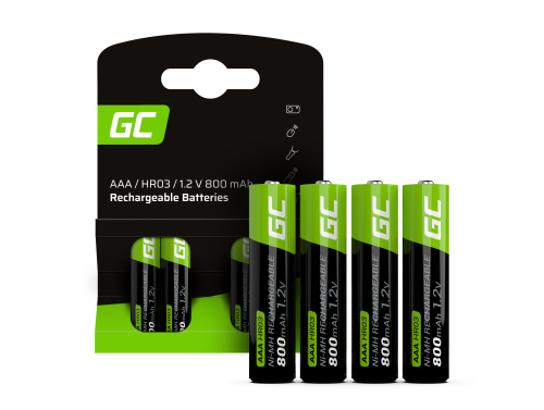 4x AAA Voorgeladen oplaadbare batterijen batterij HR03 800mAh Green Cell
