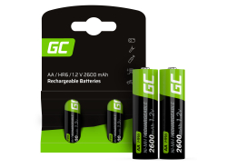 2x AA Voorgeladen oplaadbare batterijen batterij HR6 2600mAh Green Cell