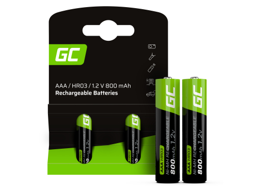 2x Oplaadbare batterijen AAA R3 800mAh Ni-MH accu's Green Cell