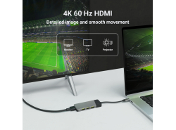 Dockingstation, adapter, Green Cell GC HUB2 USB-C 6 in 1 (USB 3.0 HDMI Ethernet USB-C) voor Apple MacBook, Dell XPS en andere