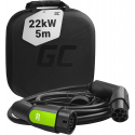 Green Cell Laadkabel Type 2 22kW 32A 5m 3-Fases voor Tesla Model S/3/X/Y, i3, i4, iX, ID.3, ID.4, EV6, E-Tron, IONIQ 5, EQC, ZOE