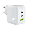 Green Cell Witte Lichtnetlader 65W GaN GC PowerGan voor Laptop, MacBook, Iphone, Tablet, Nintendo Switch - 2x USB-C, 1x USB-A