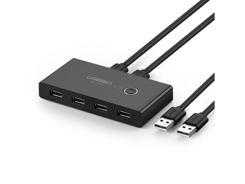 UGREEN KVM Switch USB 2.0, 2x4 USB, 1x MicroUSB, 4 USB Apparaten aansluiten op 2 Computers/Laptops, sharing switch met 4 poorten