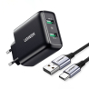 UGREEN 18W Oplader, 2 USB-poorten, Snellader voor telefoon met Power Delivery 3.0 technologie, Zwart van kleur