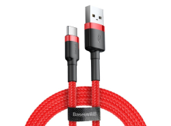 Baseus Cafule USB naar USB-C Connect en oplaadkabel, 2A, 2m, Quick Charge 3.0, Gegevensoverdracht 480 Mb/s, Rode kleur