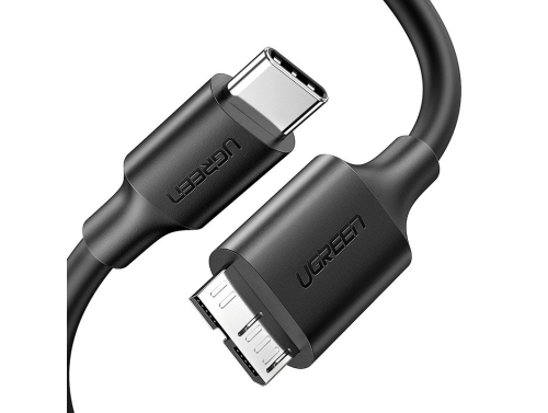 UGREEN Micro-B USB naar USB-C Kabel, 1 meter, zwart, Snelle SuperSpeed 3.0 gegevensoverdracht, Voor camera, schijf, camcorder