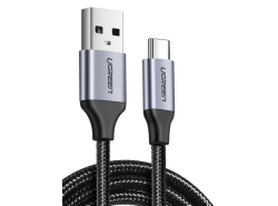 UGREEN USB naar USB-C kabel 300 cm, 3A, Quick Charge 3.0 snel opladen, Hoge duurzaamheid, Zwart-zilver