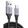 UGREEN USB naar USB-C kabel 300 cm, 3A, Quick Charge 3.0 snel opladen, Hoge duurzaamheid, Zwart-zilver