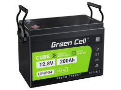 Batterij Lithium-ijzerfosfaat LiFePO4 Green Cell 12V 12.8V 200Ah voor zonnepanelen, campers en boten
