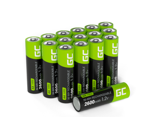 16x Oplaadbare batterijen AA R6 2600mAh Ni-MH accu's Green Cell