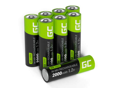 8x Oplaadbare batterijen AA R6 2000mAh Ni-MH accu's Green Cell
