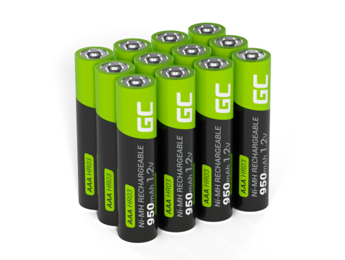 12x Oplaadbare batterijen AAA R3 950mAh Ni-MH accu's Green Cell