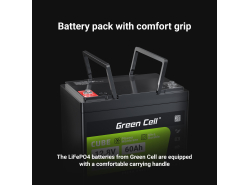 Batterij Lithium-ijzerfosfaat LiFePO4 Green Cell 12V 12.8V 60Ah voor zonnepanelen, campers en boten