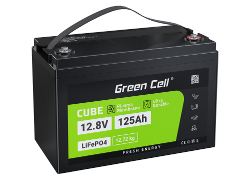 Green Cell® LiFePO4 accu 125Ah 12.8V 1600Wh lithium-ijzerfosfaat batterij voor PV-systeem, Kampeerwagen, Boote