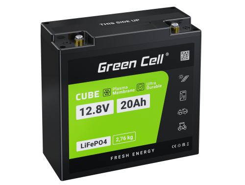 Green Cell® LiFePO4 accu 20Ah 12.8V 256Wh lithium-ijzerfosfaat batterij voor PV-systeem, Kampeerwagen, Boote