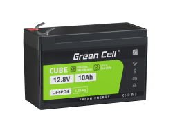 Green Cell® LiFePO4 accu 10Ah 12.8V 128Wh lithium-ijzerfosfaat batterij voor PV-systeem, Kampeerwagen, Boote