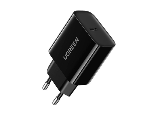 Netvoedinglader UGREEN, 20W, 1 x USB-C, Snelle oplading QC 4.0, PD 3.0, Lichtgewicht en compact, Zwarte kleur