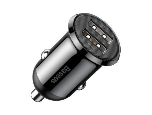 Auto-oplader Baseus Grain Pro 24W, 2x USB, 4.8A, Zwart, Snel opladen van je telefoon onderweg