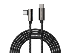 Baseus Legend Series USB-C naar USB-C Haakse Kabel, 100W, 2m, Zwart, Snelle PD Opladen en Gegevensoverdracht van 480 Mbp/s