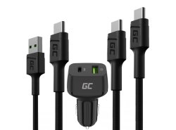 Snellaadkit voor mobiele telefoons – 48W USB-C USB-A oplader + 2x USB-C-kabels van 30 cm