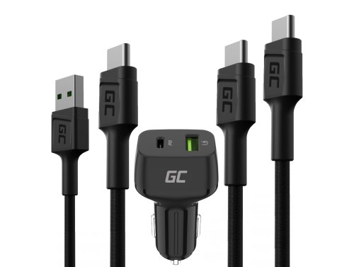 Snellaadkit voor mobiele telefoons – 48W USB-C USB-A oplader + 2x USB-C-kabels van 30 cm