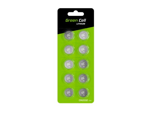 Green Cell Blister 10x Lithium Batterij CR2032 3V 220mAh Knoopcel Batterij