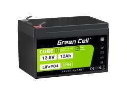 Green Cell CUBE LiFePO4 Accu 12Ah 12.8V 153.6Wh lithium-ijzerfosfaat batterij voor Rolstoelen, Speelgoed, Scooters, Grasmaaiers