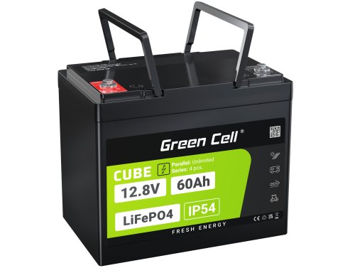 Green Cell CUBE LiFePO4 Accu 60Ah 12.8V 768Wh lithium-ijzerfosfaat batterij voor Elektromotoren, Campers, Hefplatforms