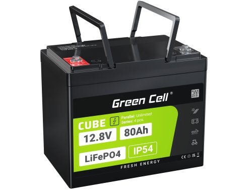 Green Cell CUBE LiFePO4 Accu 80Ah 12.8V 1024Wh lithium-ijzerfosfaat batterij voor Campers, Schoonmaakapparatuur, Camping