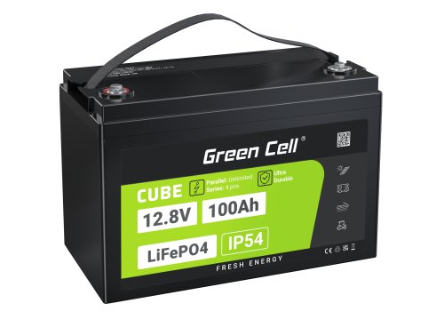 Green Cell CUBE LiFePO4 Accu 100Ah 12.8V 1280Wh lithium-ijzerfosfaat batterij voor Zonnepanelen, Caravans, Boten, Camping