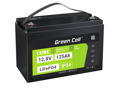 Green Cell CUBE LiFePO4 Accu 125Ah 12.8V 1600Wh lithium-ijzerfosfaat batterij voor Camper, Zonne-energie, Off-grid systeem