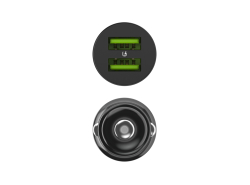 Green Cell Autolader USB PowerRide Nano36, 2x USB-A, 36W met snelladen Ultra Charge + LED Kabel Lightning 120cm