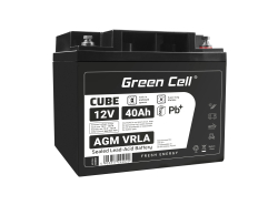 Green Cell CUBE AGM IP54 12V 40Ah VRLA batterij Accu voedingsaccu maaier scooter boot vissersboot tuinhuis