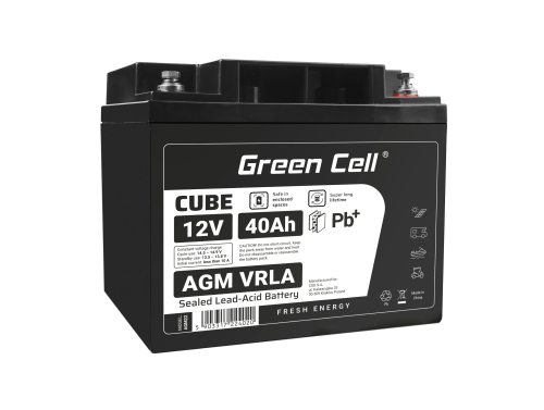 Green Cell CUBE AGM IP54 12V 40Ah VRLA batterij Accu voedingsaccu maaier scooter boot vissersboot tuinhuis