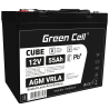 Green Cell CUBE AGM IP54 batteri AGM GEL 12V 55Ah blybatteri Green Cell vedligeholdelsesfri til både og joller