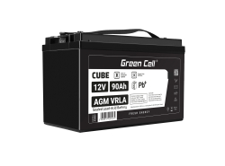 Green Cell CUBE AGM IP54 12V 90Ah VRLA batterij Accu voedingsaccu maaier scooter boot vissersboot tuinhuis